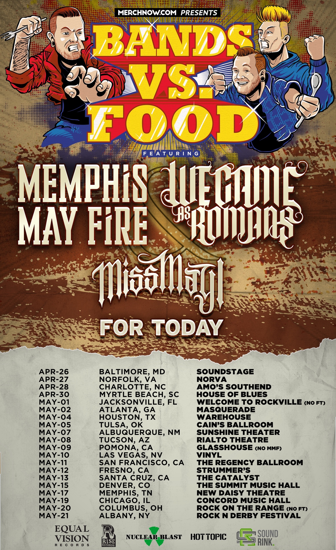 Memphis May Fire and We Came As Romans announce the ‘Bands Vs. Food’ Tour