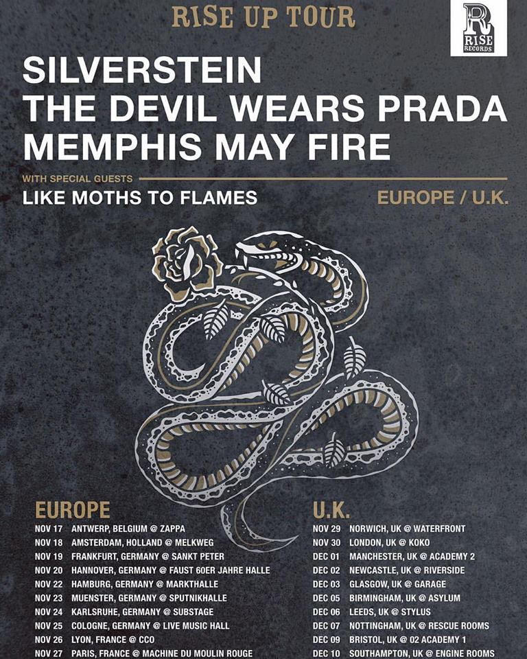 Silverstein, The Devil Wears Prada, Memphis May Fire, Like Moths To Flames announce European/UK Tour