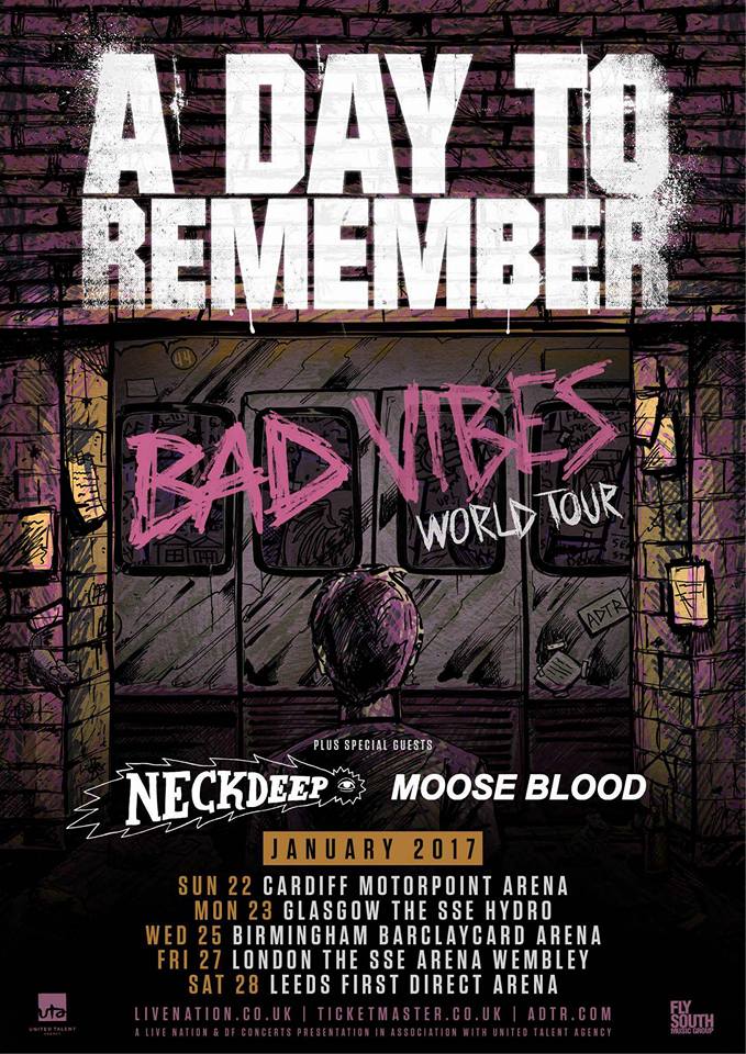 A Day To Remember, Neck Deep, Moose Blood announce 2017 UK tour